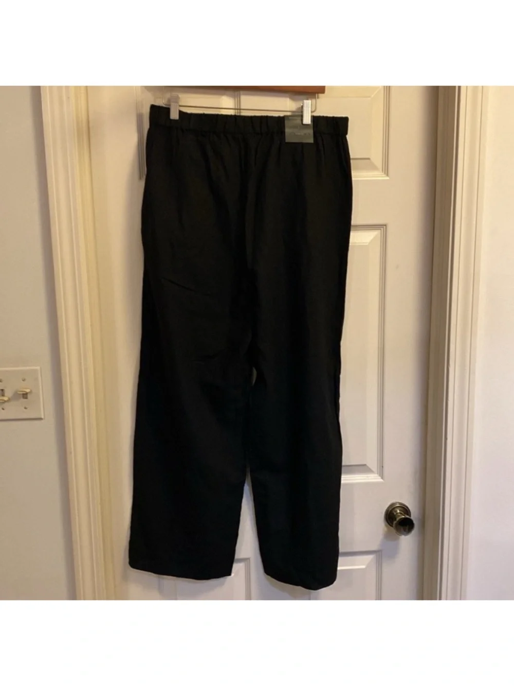 Banana Republic Black Linen Straight Leg Pull Up Pants Size Large